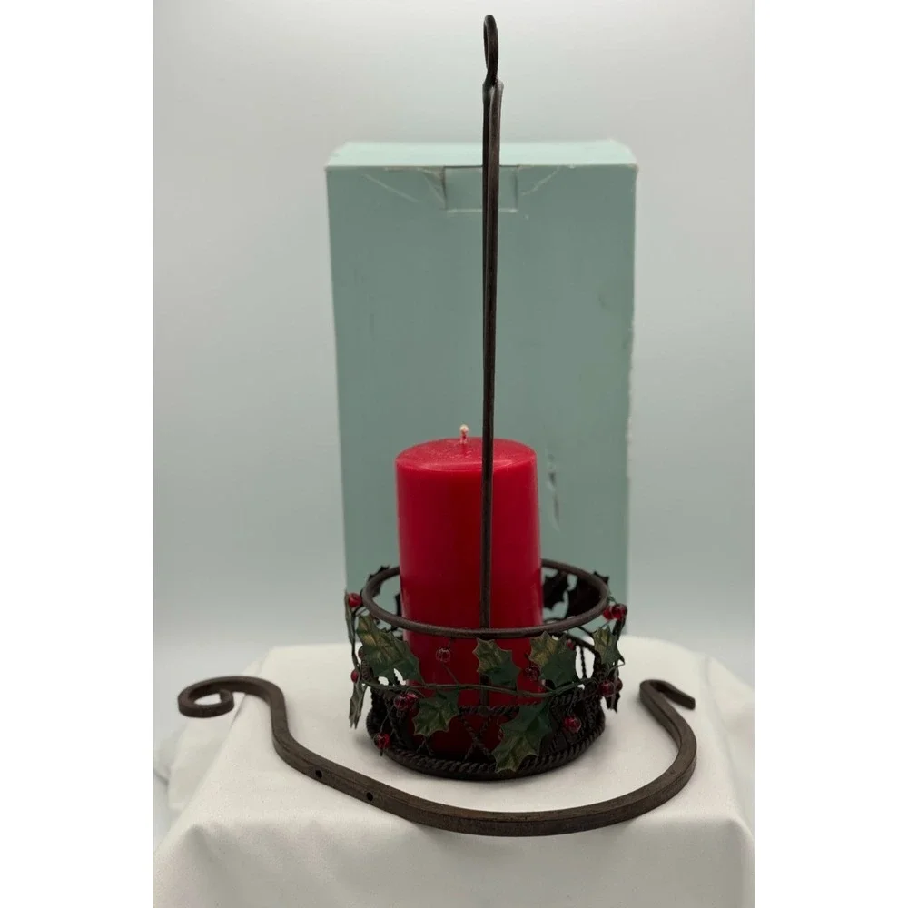 Partylite P9905 Holly Lites Hanging Candle Holder - NEW open Box W/Free Candle